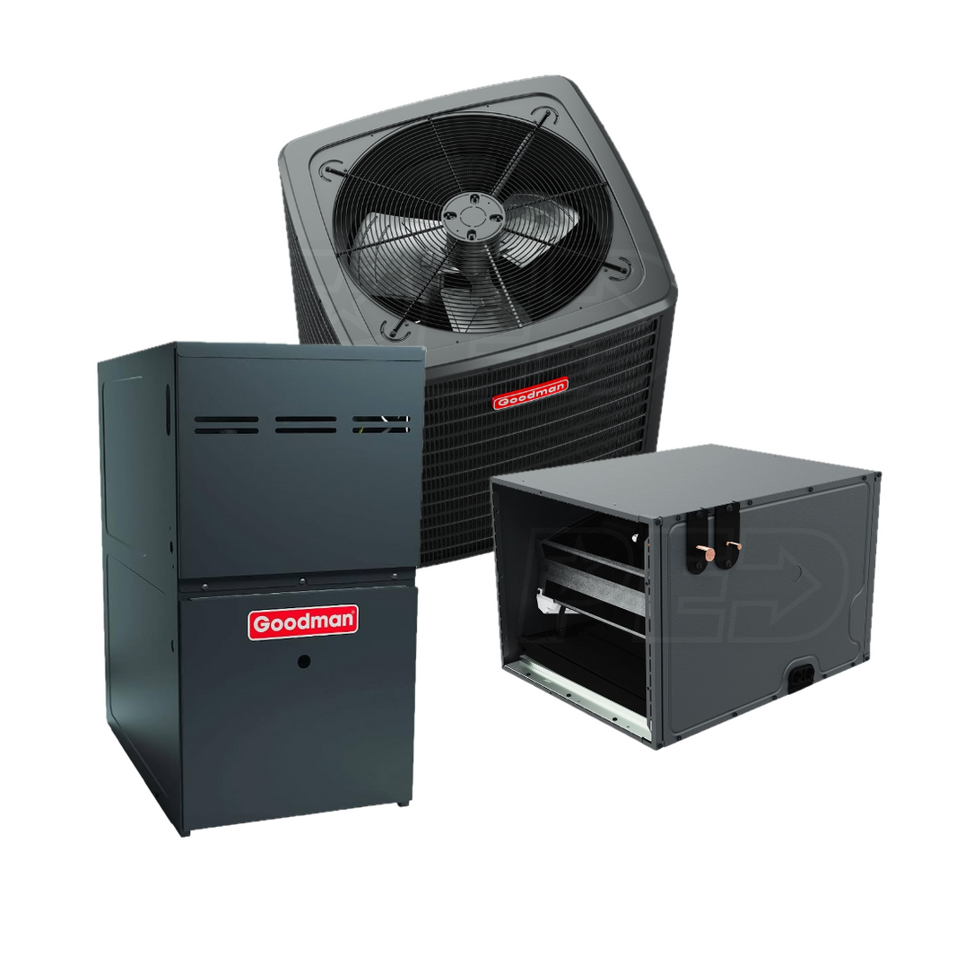 Goodman GLXT7C - 3 Ton - Two-Stage - 17 SEER2 AC with GMVC80 - 80% AFUE Furnace - Horizontal Coil - Gas System - with install